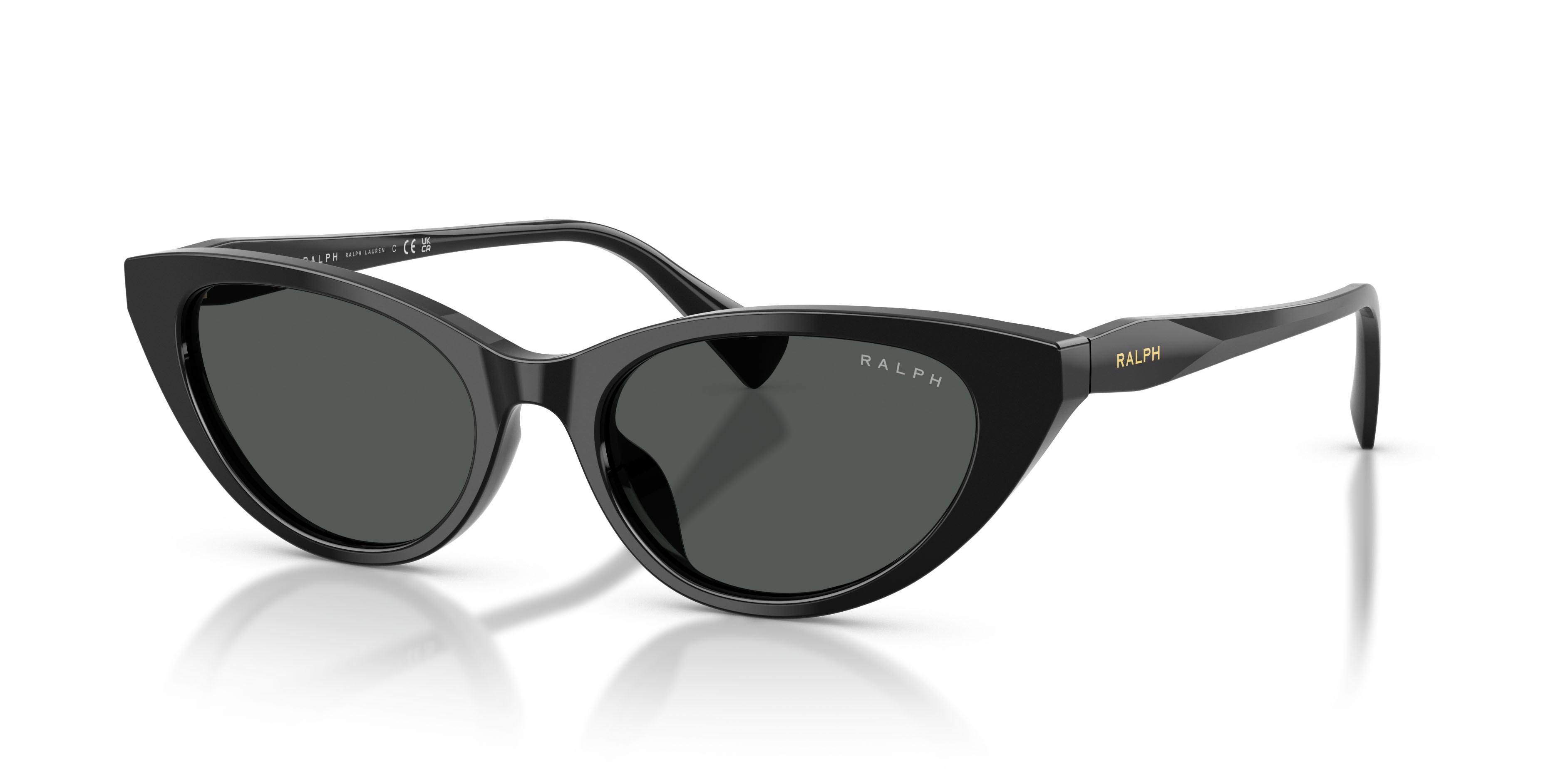 Sunglasses Ralph RA 5352U (500187) color nero lucido shape cat eye lenses grigio