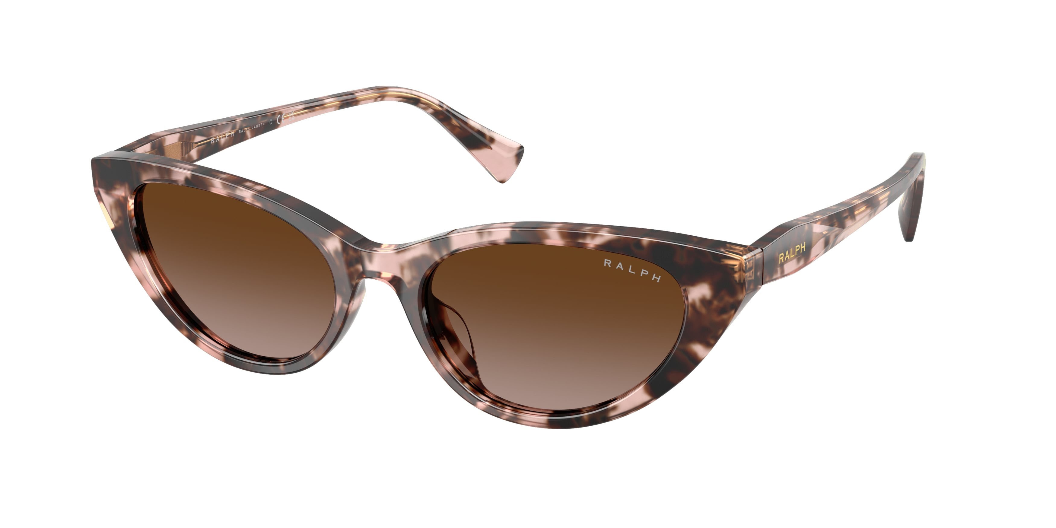 Sunglasses Ralph RA 5352U (605813) color rosa lucido havana shape cat eye lenses marrone sfumato
