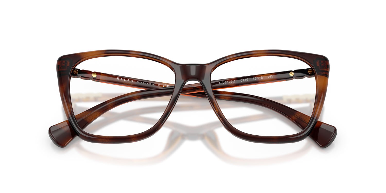 Occhiali da vista Ralph RA 7177U (6149) colore havana scuro lucido forma farfalla lenti lente demo