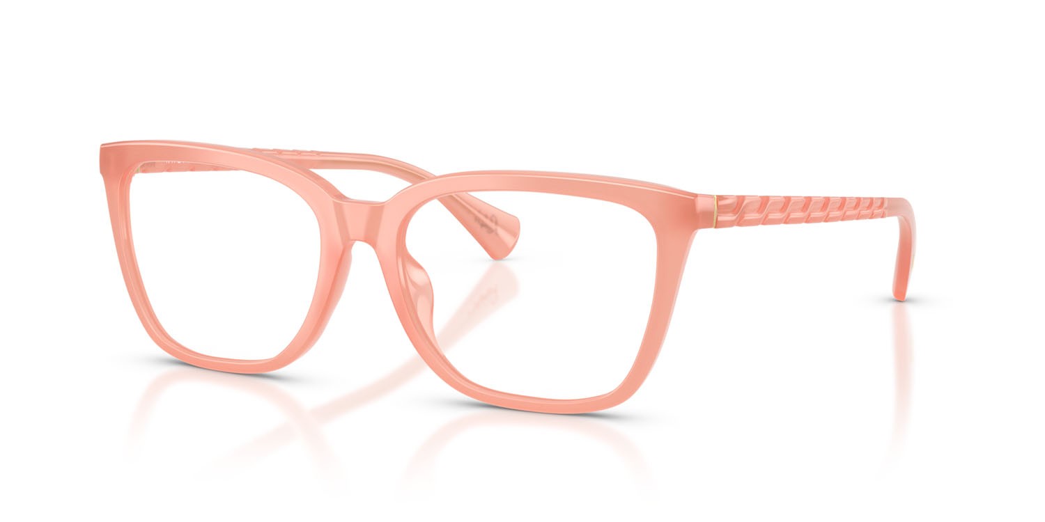 Occhiali da vista Ralph RA 7178U (6237) colore pesca latte lucido forma farfalla lenti lente demo