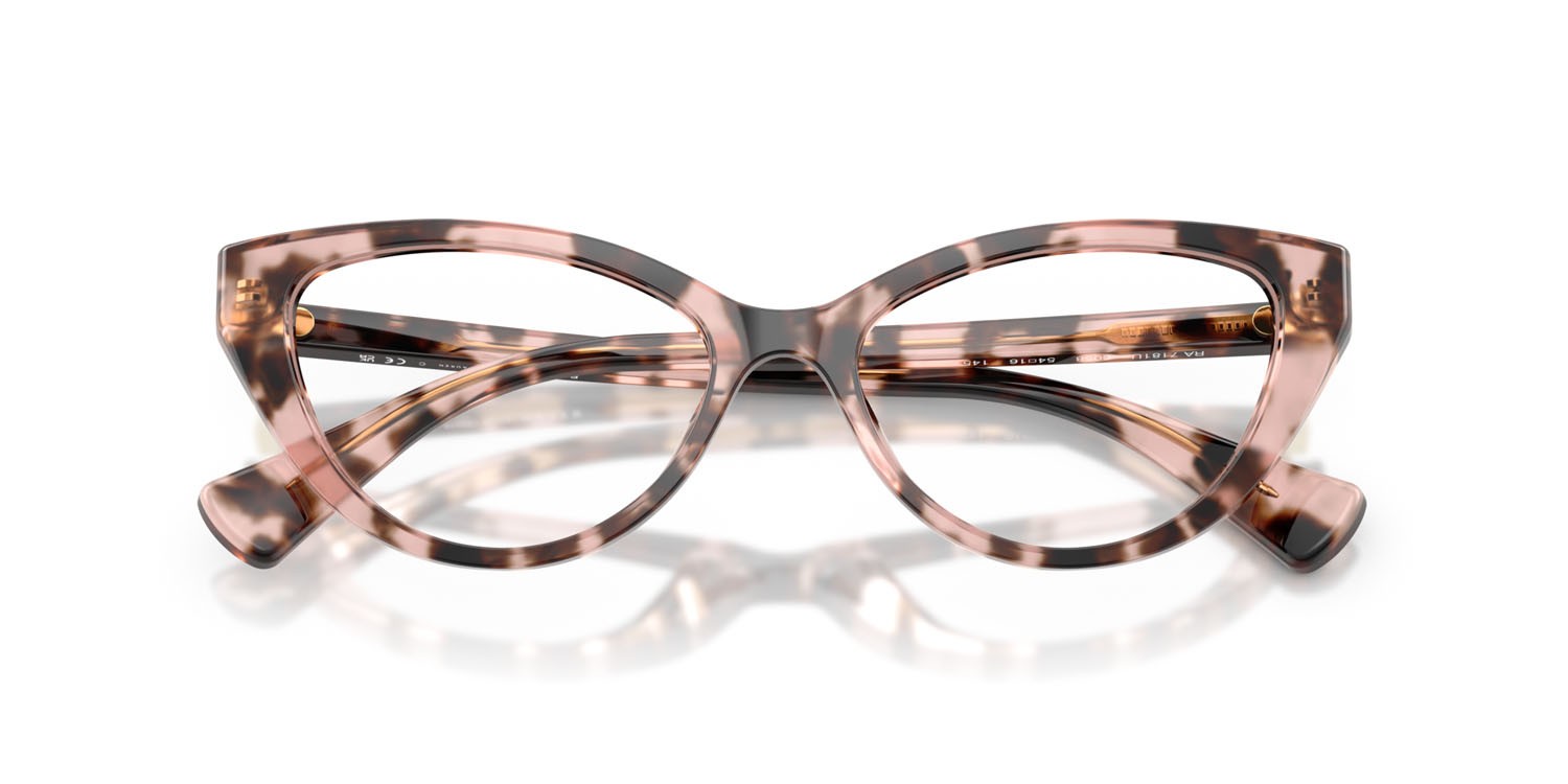 Eyeglasses Ralph RA 7181U (6058) color rosa lucido havana shape cat eye lenses lente demo