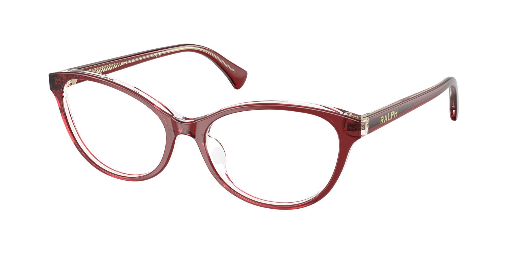 Occhiali da vista Ralph RA 7186U (5920) colore borgogna scuro trasparente forma ovale lenti lente demo