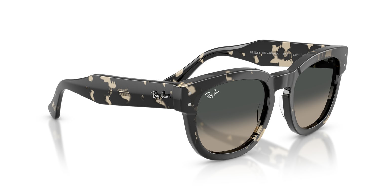 Occhiali da sole Ray-Ban Mega Hawkeye RB 0298S (133371) colore havana grigio forma quadrato lenti sfumato grigio