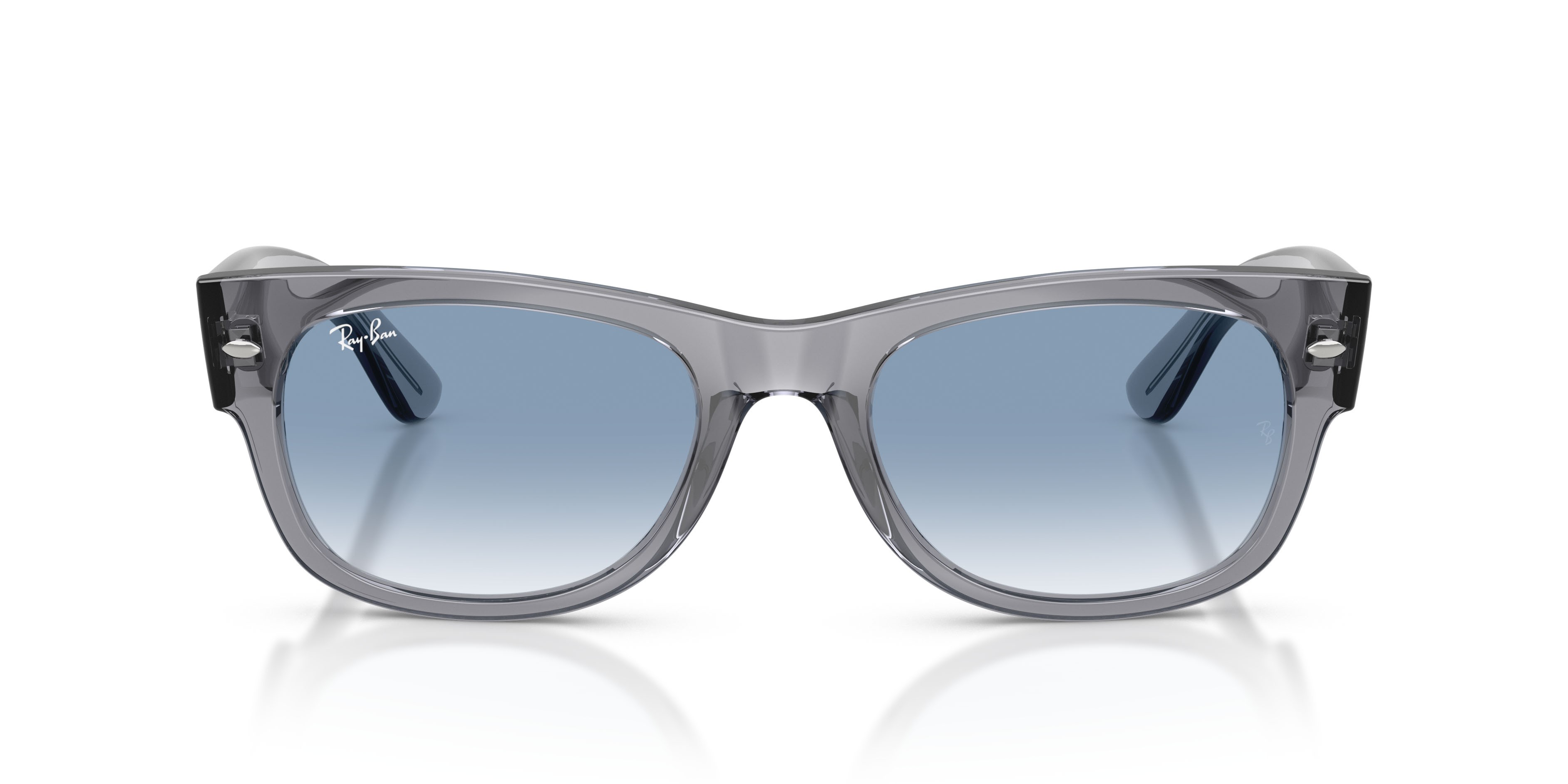 Sonnenbrillen Ray-Ban Mega Wayfarer II RB 0832S (68463F) farbe grigio form quadratisch gläser trasparente sfumato blu