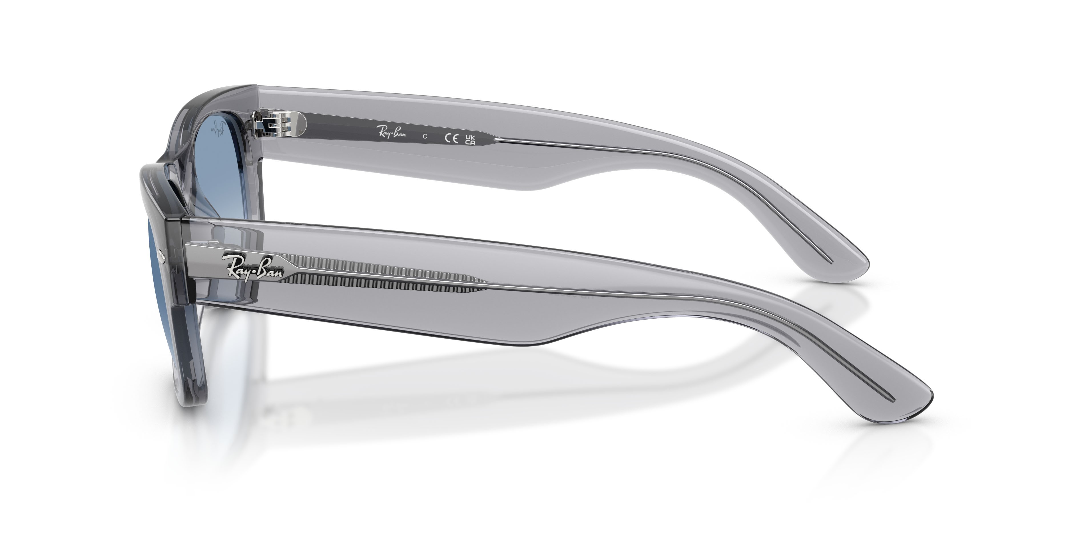 Sonnenbrillen Ray-Ban Mega Wayfarer II RB 0832S (68463F) farbe grigio form quadratisch gläser trasparente sfumato blu