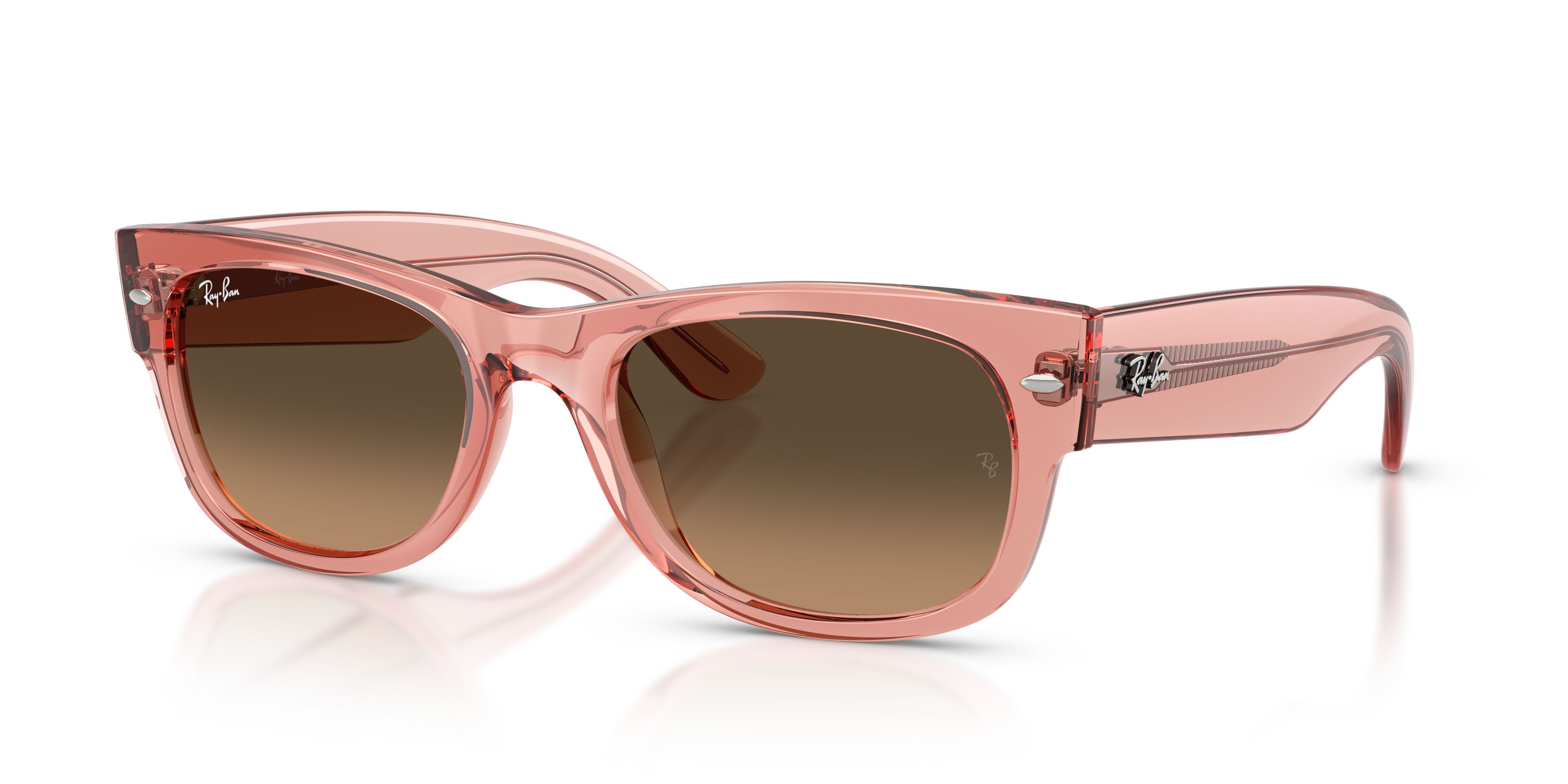 Sonnenbrillen Ray-Ban Mega Wayfarer II RB 0832S (684843) farbe rosa trasparente form quadratisch gläser marrone chiaro sfumato nero