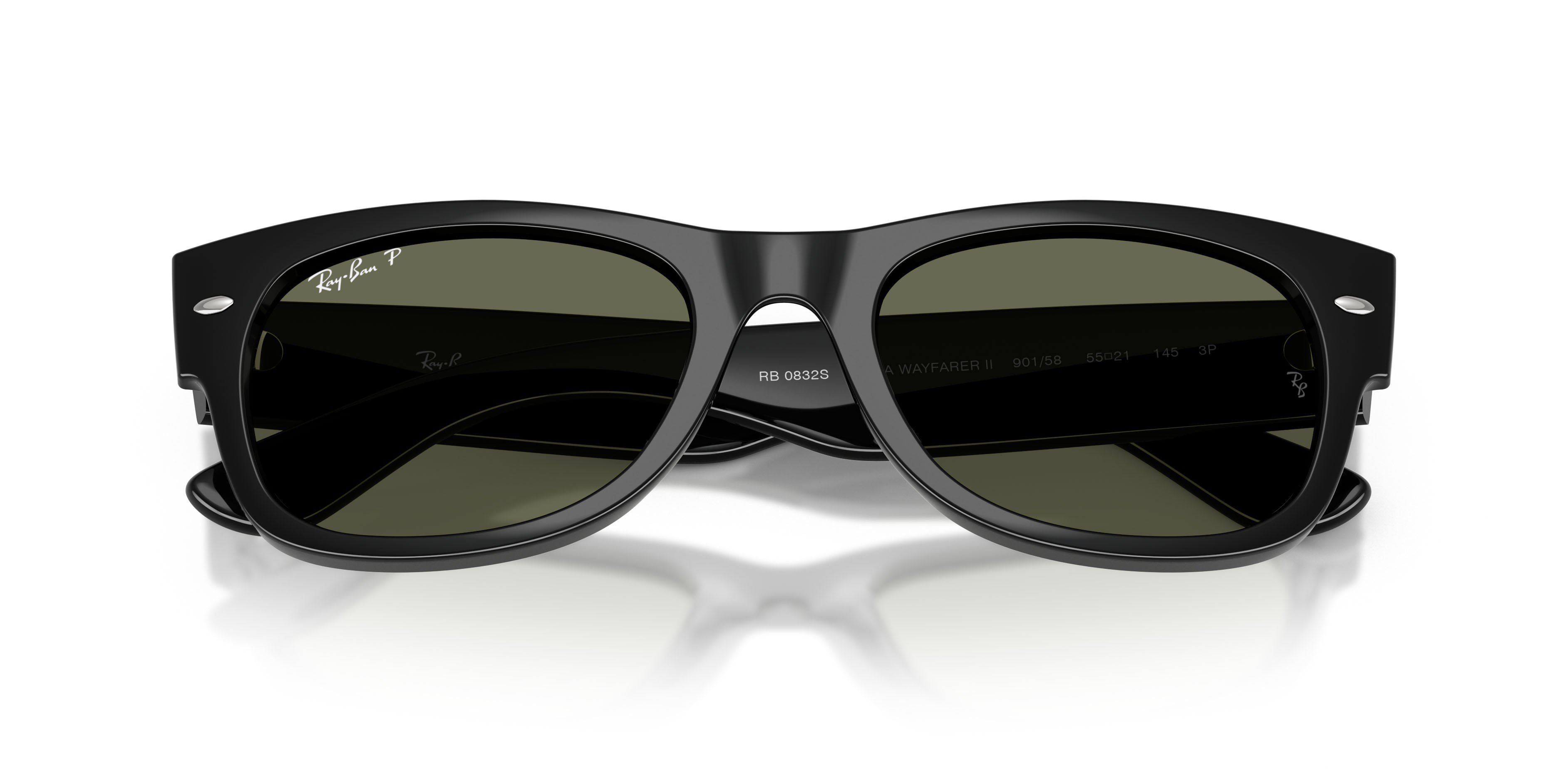 Sonnenbrillen Ray-Ban Mega Wayfarer II RB 0832S (901/58) farbe nero form quadratisch gläser polarizzata verde