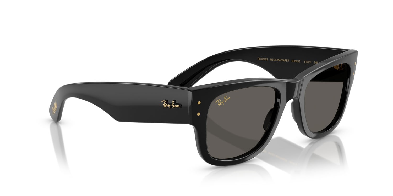 Occhiali da sole Ray-Ban Mega Wayfarer ASAP Rocky RB 0840S (6826J5) colore nero forma quadrato lenti nero assoluto
