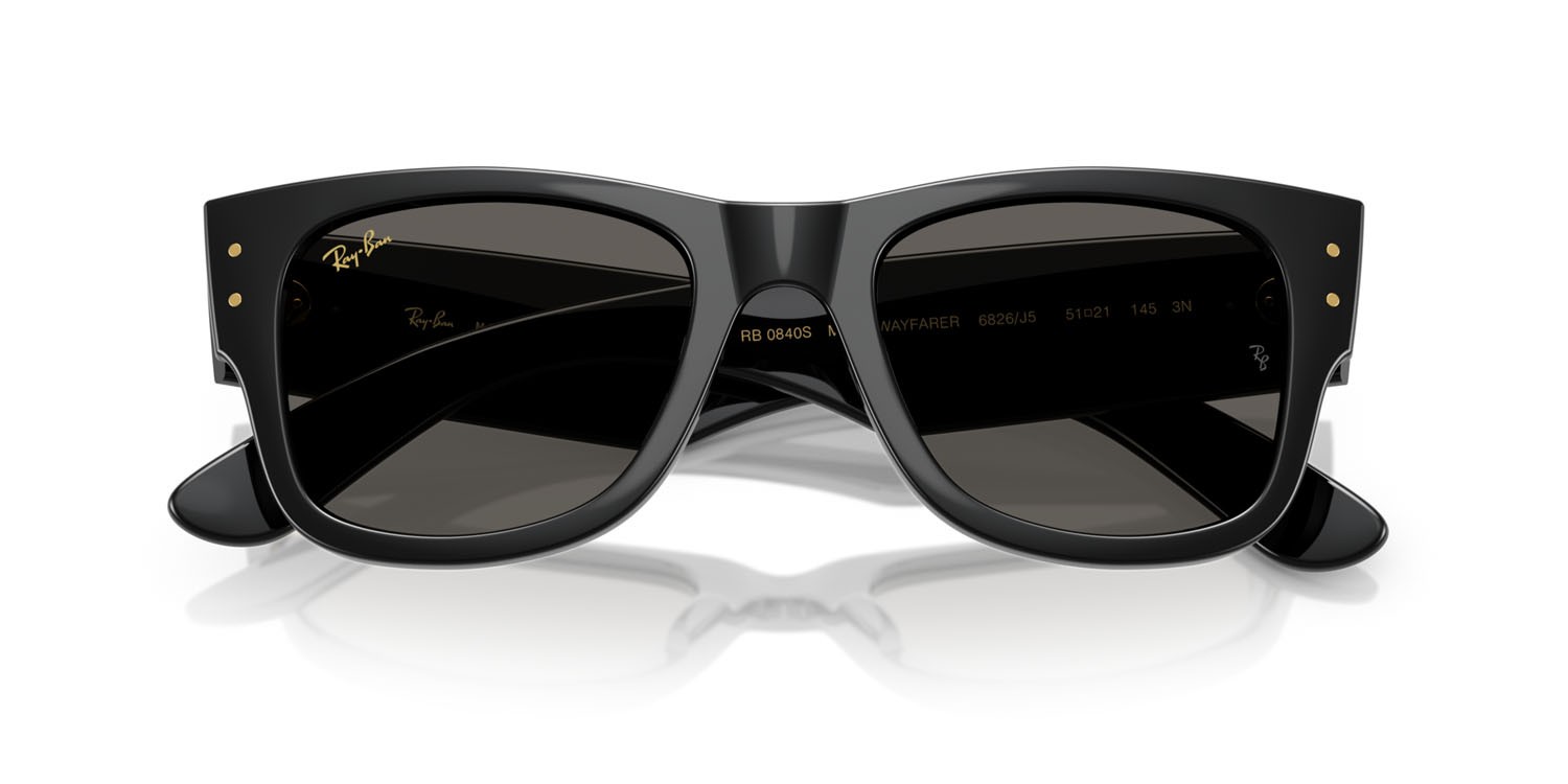 Occhiali da sole Ray-Ban Mega Wayfarer ASAP Rocky RB 0840S (6826J5) colore nero forma quadrato lenti nero assoluto
