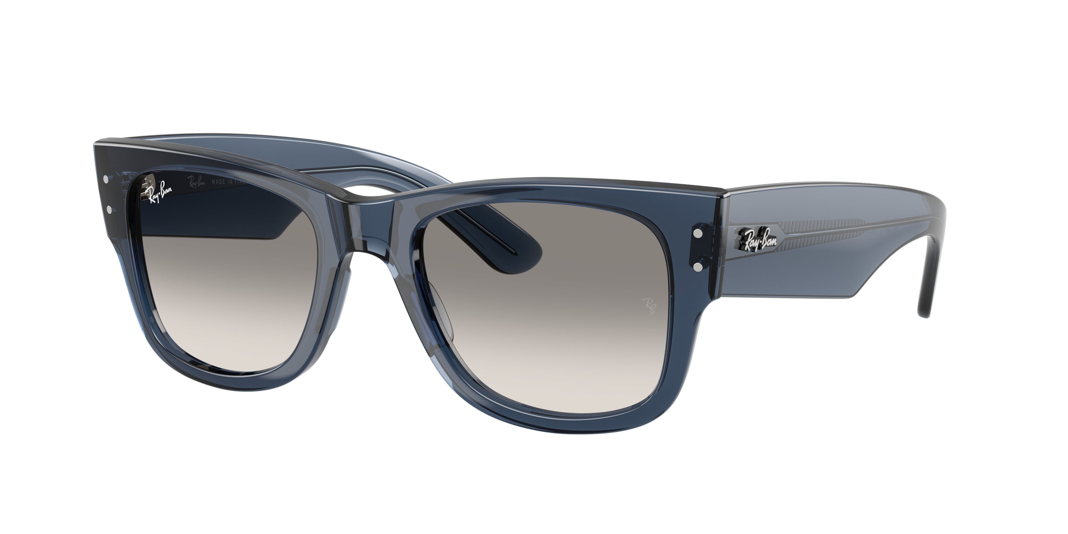 Sonnenbrillen Ray-Ban Mega Wayfarer RB 0840S (684532) farbe blu scuro trasparente form quadratisch gläser trasparente sfumato grigio