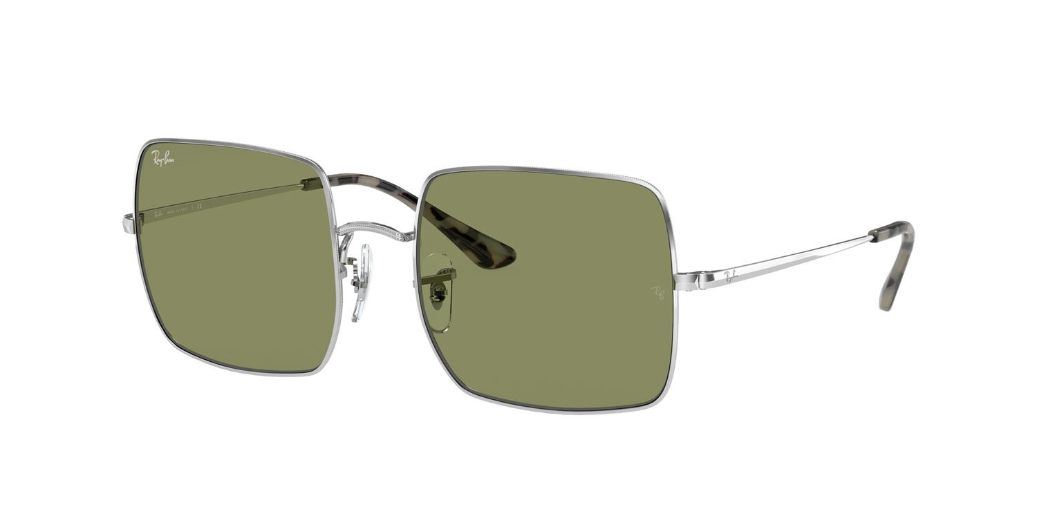 Sonnenbrillen Ray-Ban Square RB 1971 (91974E) farbe argento form quadratisch gläser verde bottiglia