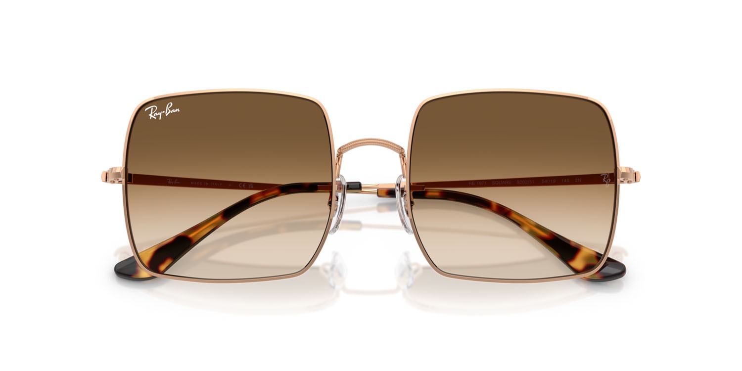 Occhiali da sole Ray-Ban Square RB 1971 (920251) colore rosegold forma quadrato lenti trasparente sfumato marrone
