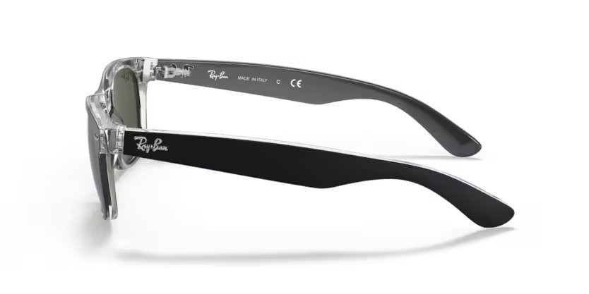 Sonnenbrillen Ray-Ban New Wayfarer Color Mix RB 2132 (6052) farbe top black on transparent form quadratisch gläser green