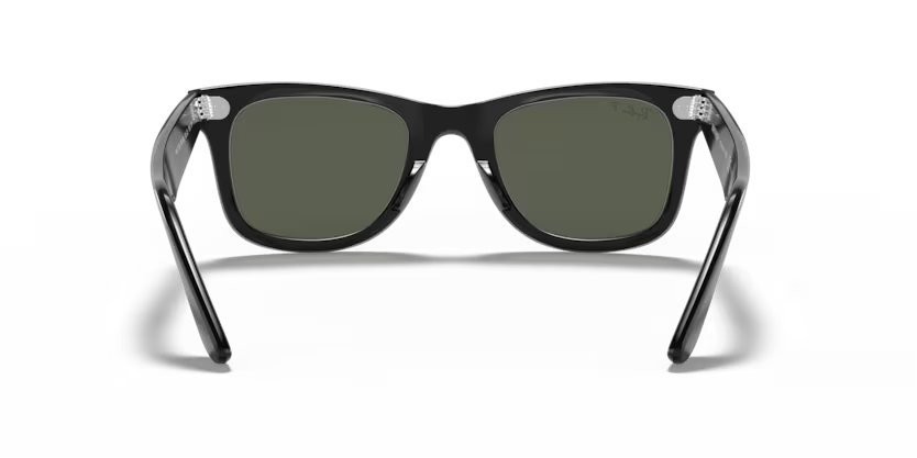 Sunglasses Ray-Ban Wayfarer Classic RB 2140 (901/58) color black shape square lenses crystal green polarized