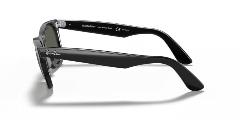 Sunglasses Ray-Ban Wayfarer Classic RB 2140 (901/58) color black shape square lenses crystal green polarized