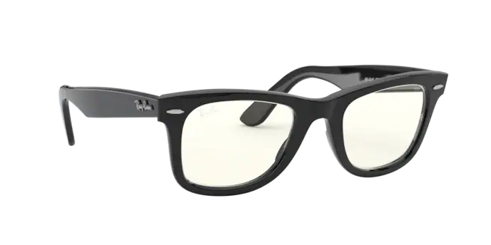 Sonnenbrillen Ray-Ban Wayfarer Everglasses Clear Evolve RB 2140 (901/5F) farbe shiny black form quadratisch gläser photo grey