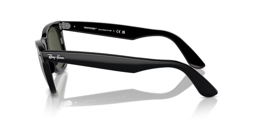 Sunglasses Ray-Ban Wayfarer Classic RB 2140 (901) color nero lucido shape square lenses g-15 crystal green