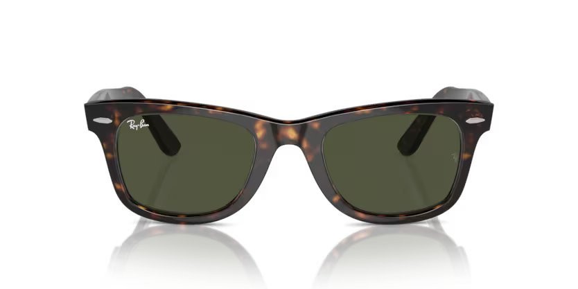 Occhiali da sole Ray-Ban Wayfarer Classic RB 2140 (902) colore tortoise forma quadrato lenti crystal green