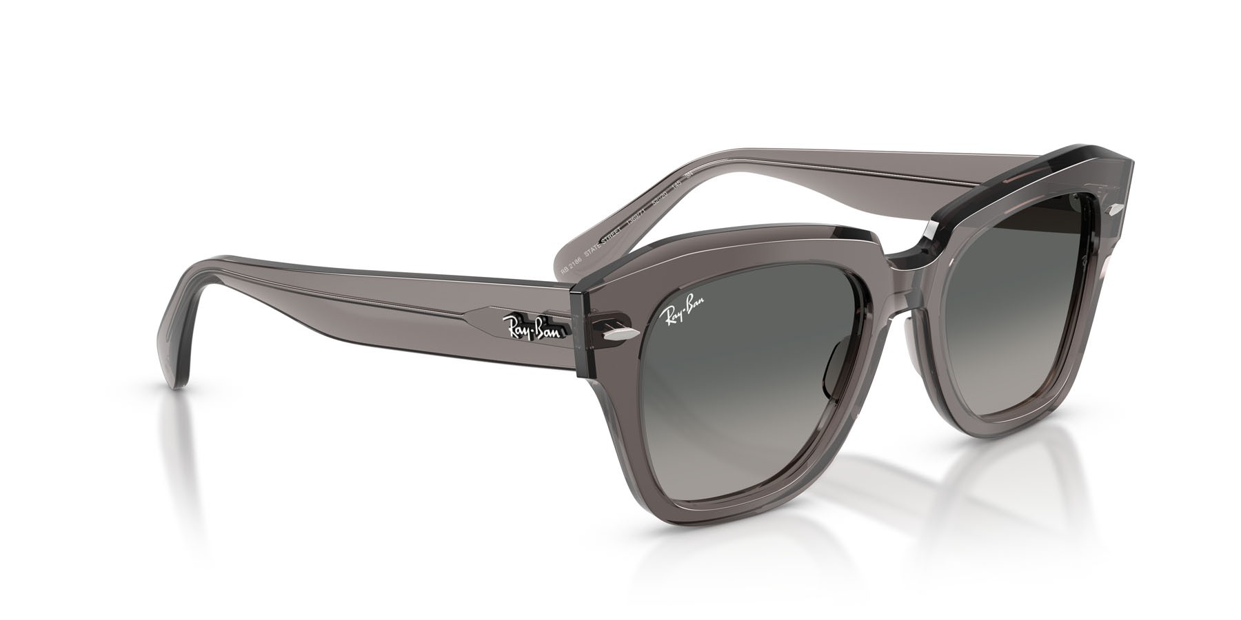 Sonnenbrillen Ray-Ban State street RB 2186 (136971) farbe grigio trasparente form quadratisch gläser sfumato grigio