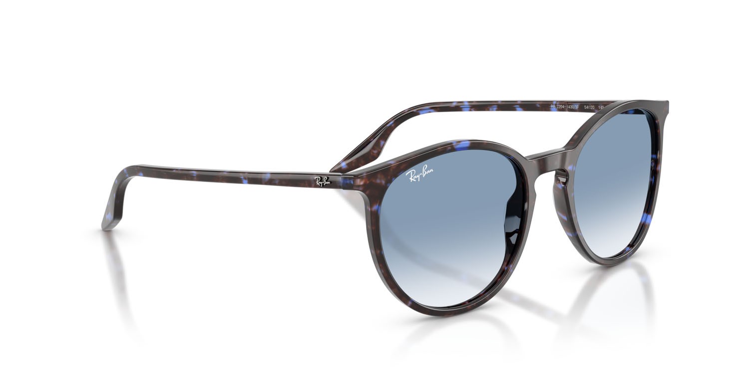 Sonnenbrillen Ray-Ban RB 2204 (14303F) farbe havana blu tartarugato form pantos gläser trasparente sfumato blu