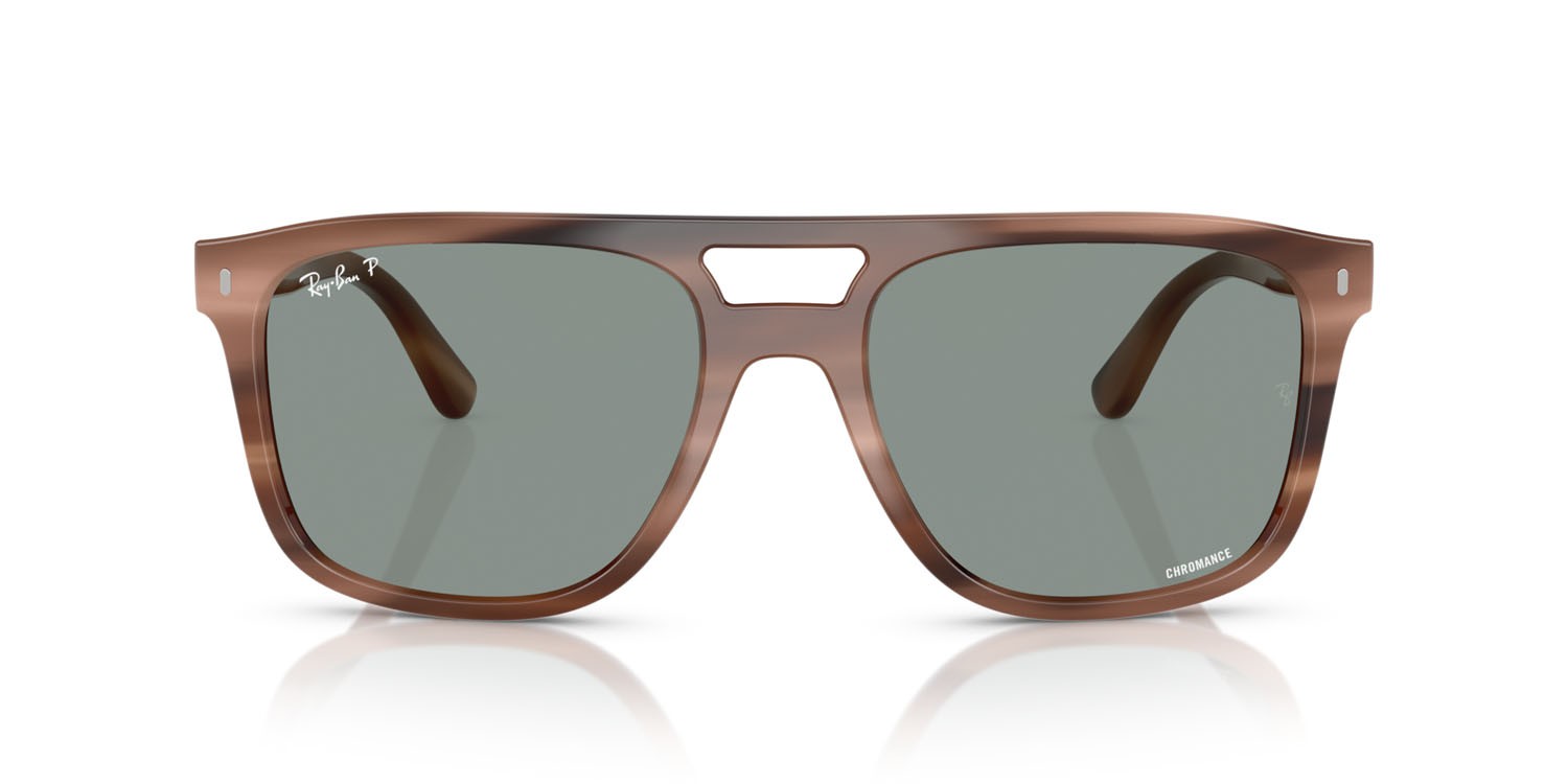 Occhiali da sole Ray-Ban RB 2213CH (1423O9) colore marrone havana forma quadrato lenti polarized azzurro