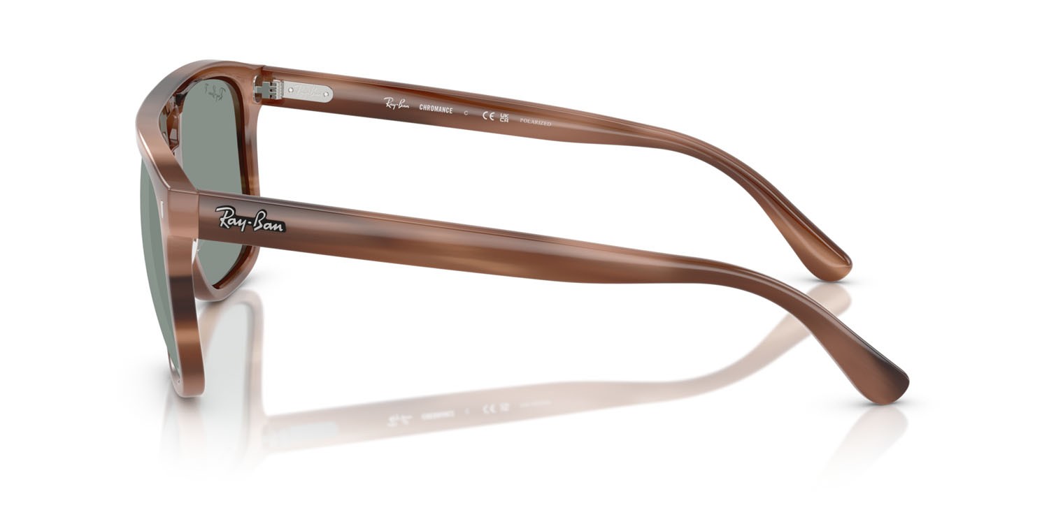 Occhiali da sole Ray-Ban RB 2213CH (1423O9) colore marrone havana forma quadrato lenti polarized azzurro