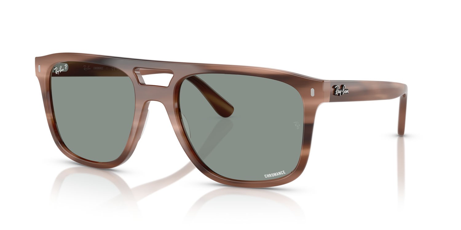 Occhiali da sole Ray-Ban RB 2213CH (1423O9) colore marrone havana forma quadrato lenti polarized azzurro