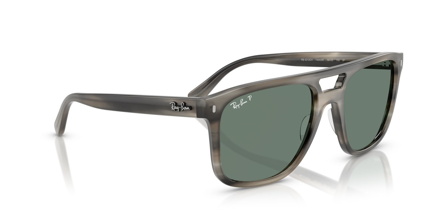 Occhiali da sole Ray-Ban RB 2213CH (14243R) colore havana grigio forma quadrato lenti polar grigia