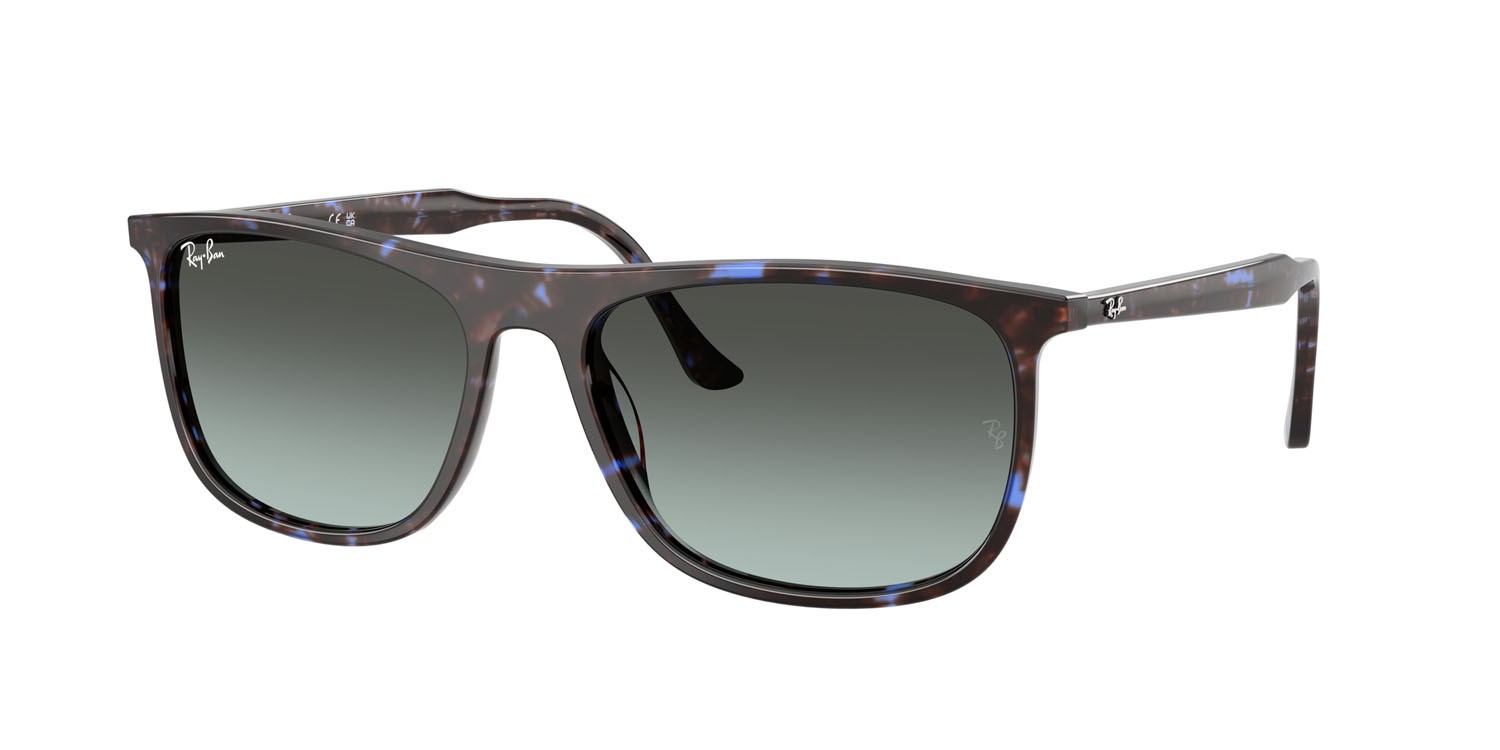 Sonnenbrillen Ray-Ban RB 2216 (1430GK) farbe havana blu tartarugato form rechteckig gläser blu vintage sfumato nero