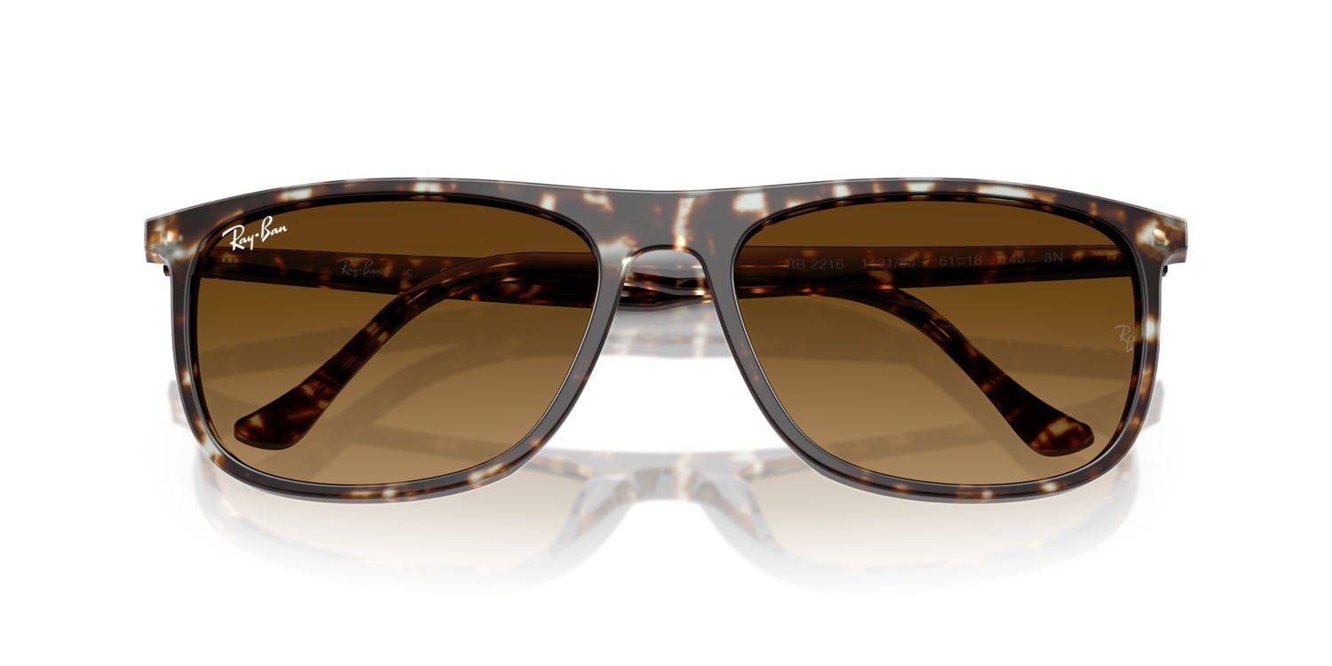 Sonnenbrillen Ray-Ban RB 2216 (143185) farbe giallo havana tartarugato form rechteckig gläser marrone sfumato