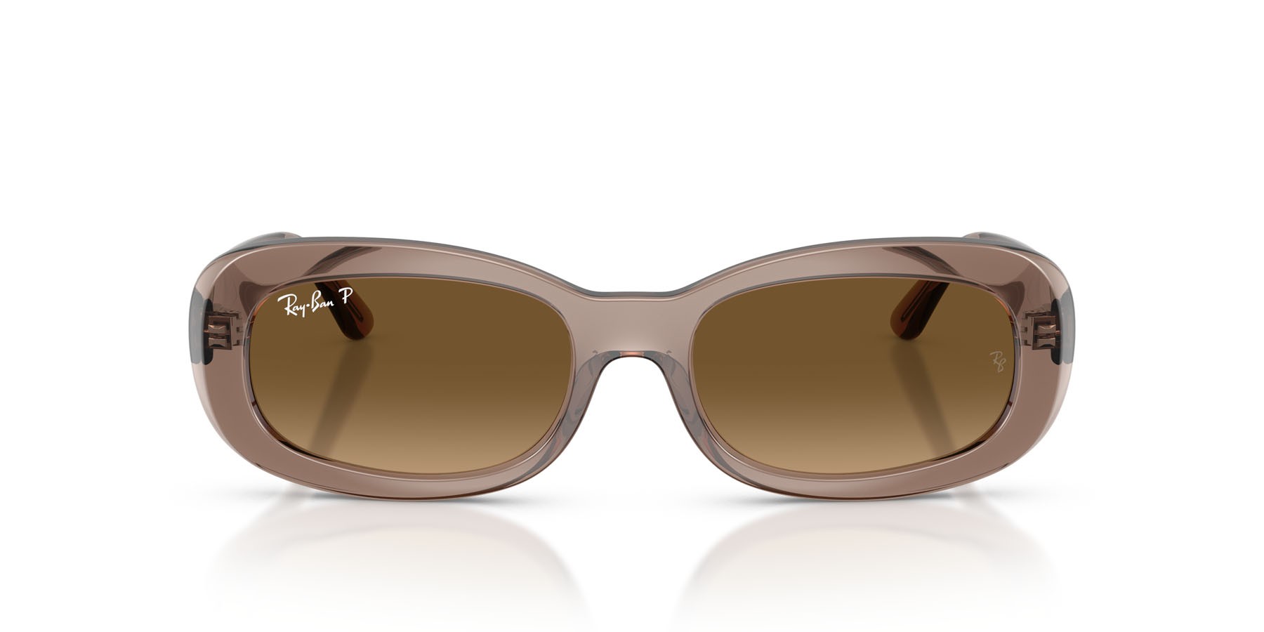 Sunglasses Ray-Ban RB 2221 (6827M2) color beige trasparente shape oval lenses gradient brown polarized