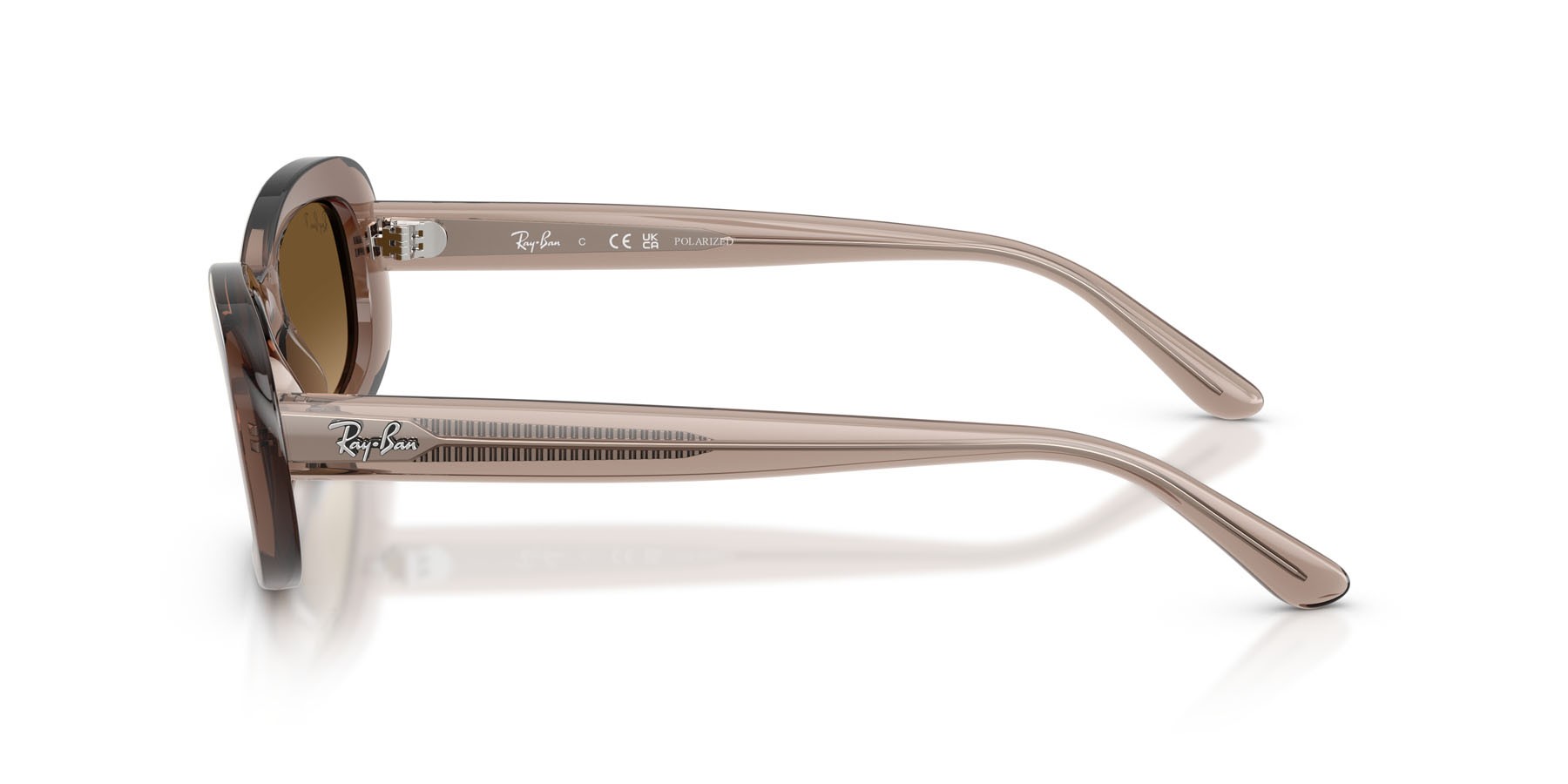 Sunglasses Ray-Ban RB 2221 (6827M2) color beige trasparente shape oval lenses gradient brown polarized