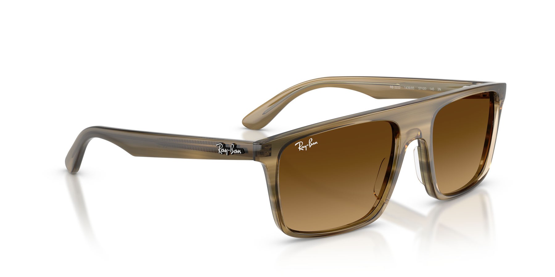 Sonnenbrillen Ray-Ban RB 2222 (143985) farbe striato verde form quadratisch gläser marrone sfumato
