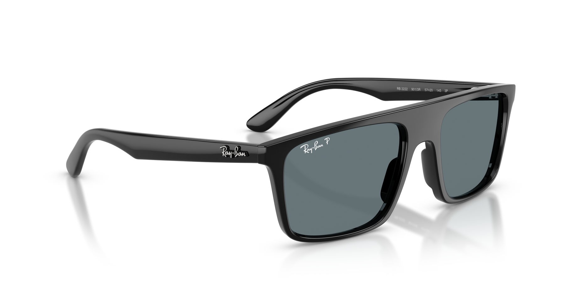 Occhiali da sole Ray-Ban RB 2222 (901/3R) colore nero forma quadrato lenti polarizzata blu scuro