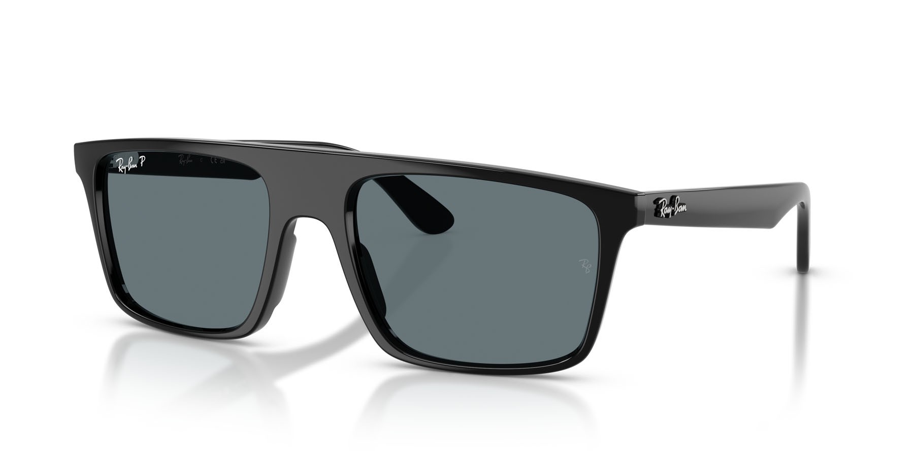 Occhiali da sole Ray-Ban RB 2222 (901/3R) colore nero forma quadrato lenti polarizzata blu scuro