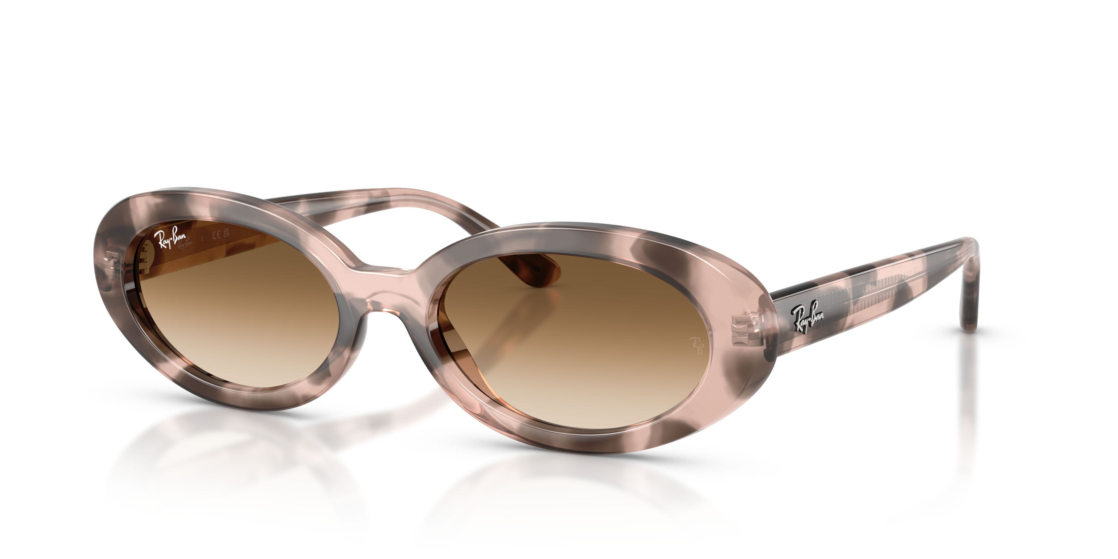 Sonnenbrillen Ray-Ban RB 2223 (144951) farbe opale rosa avana form oval gläser trasparente sfumato marrone