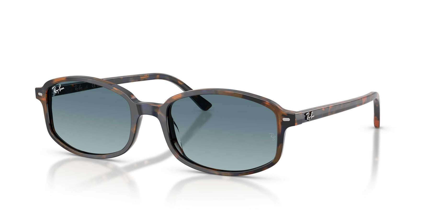 Sonnenbrillen Ray-Ban RB 2232 (13563M) farbe havana giallo & blu form unregelmäßig gläser blu sfumato grigio