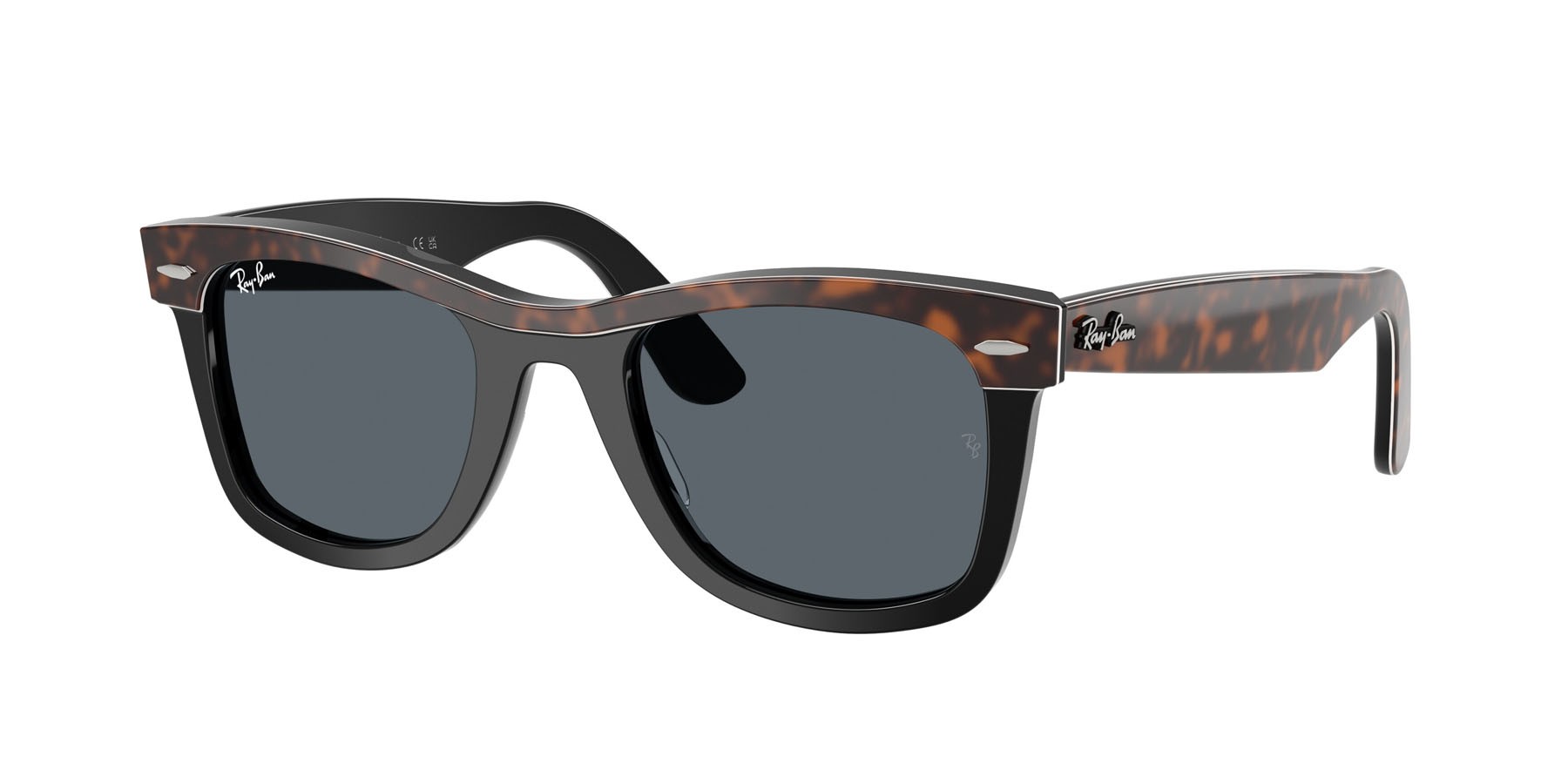 Sonnenbrillen Ray-Ban Wayfarer RB 2240 (1441R5) farbe havana on black form quadratisch gläser blu
