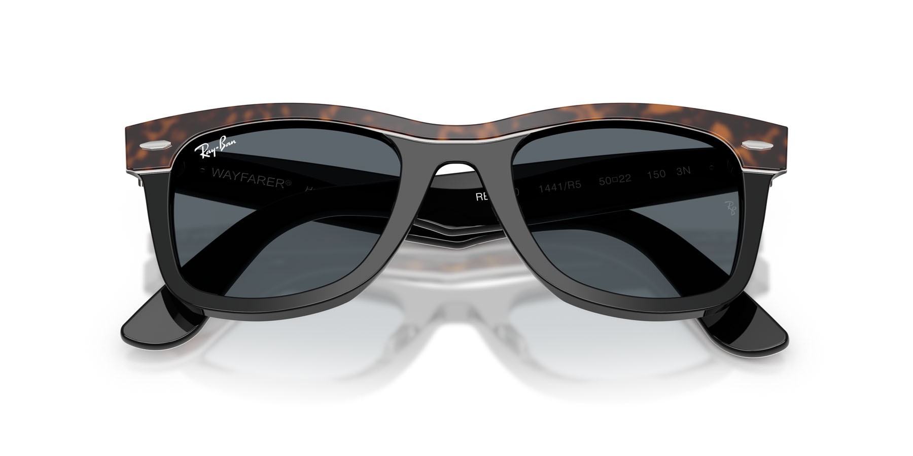 Sonnenbrillen Ray-Ban Wayfarer RB 2240 (1441R5) farbe havana on black form quadratisch gläser blu