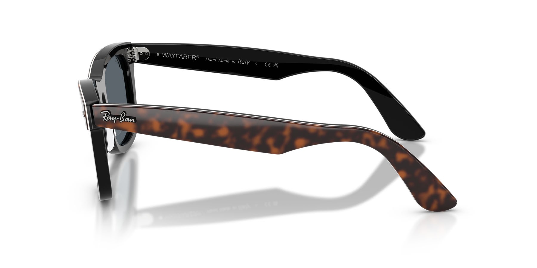 Sonnenbrillen Ray-Ban Wayfarer RB 2240 (1441R5) farbe havana on black form quadratisch gläser blu