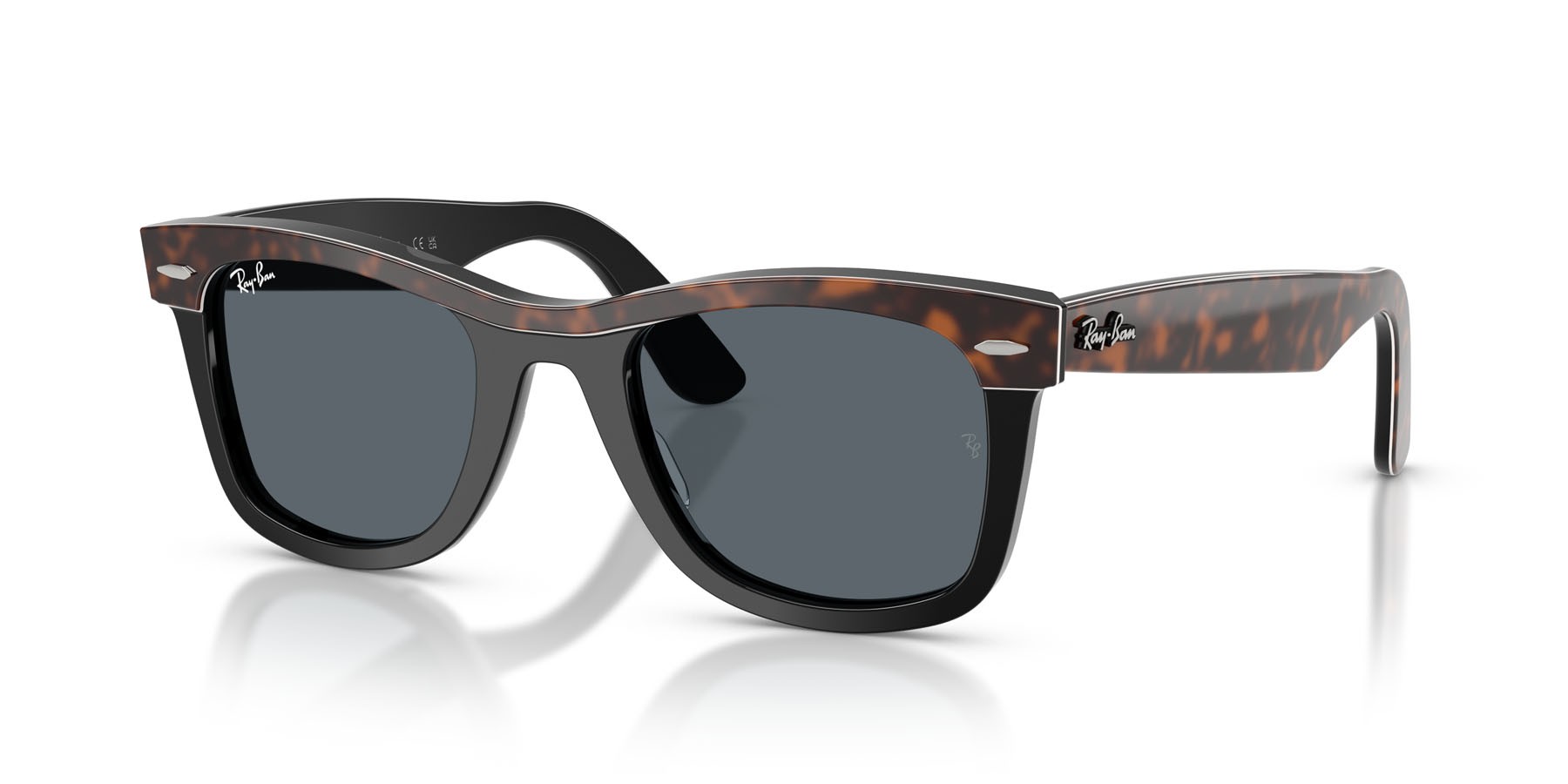 Sonnenbrillen Ray-Ban Wayfarer RB 2240 (1441R5) farbe havana on black form quadratisch gläser blu