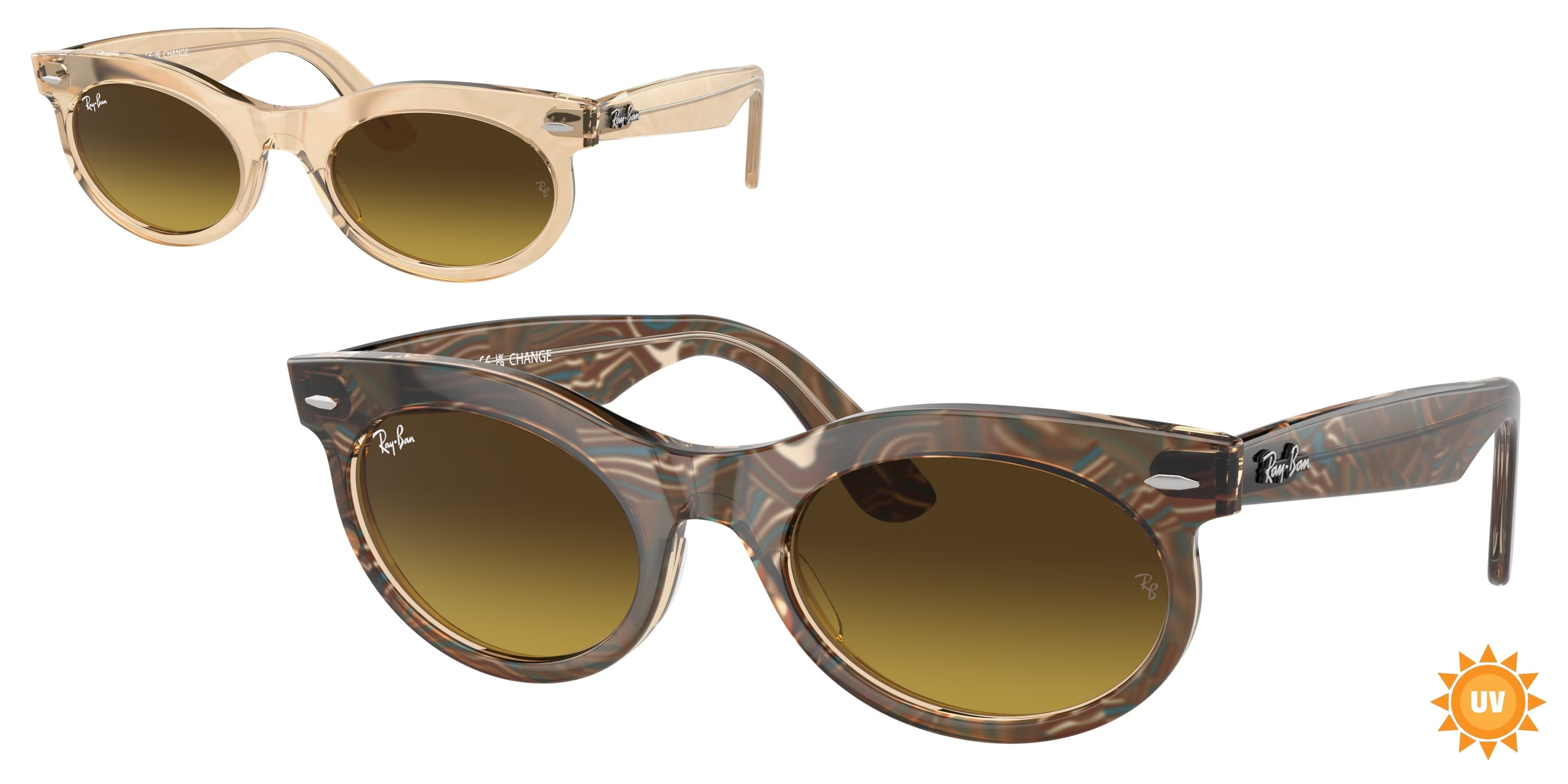 Sonnenbrillen Ray-Ban Wayfarer Oval Change RB 2242 (138685) farbe photo waves brown form oval gläser marrone