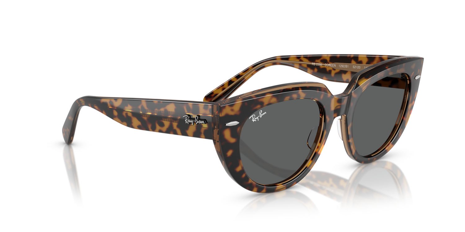 Sonnenbrillen Ray-Ban Doreen RB 2286 (1292B1) farbe havana su marrone trasparente form quadratisch gläser grigio scuro