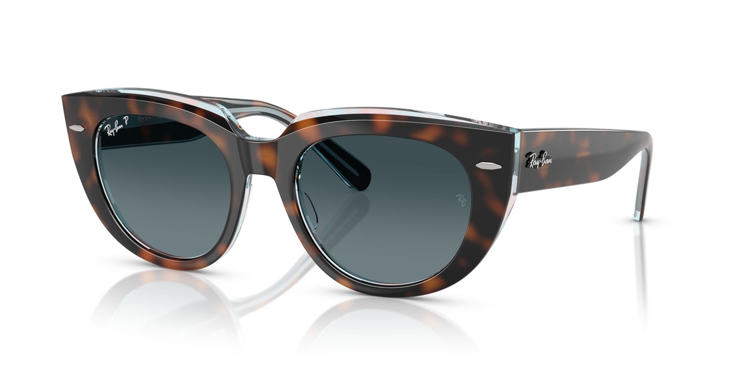 Sonnenbrillen Ray-Ban Doreen RB 2286 (1413S3) farbe havana scuro su multicolor trasparente form quadratisch gläser polarizzata blu sfumato