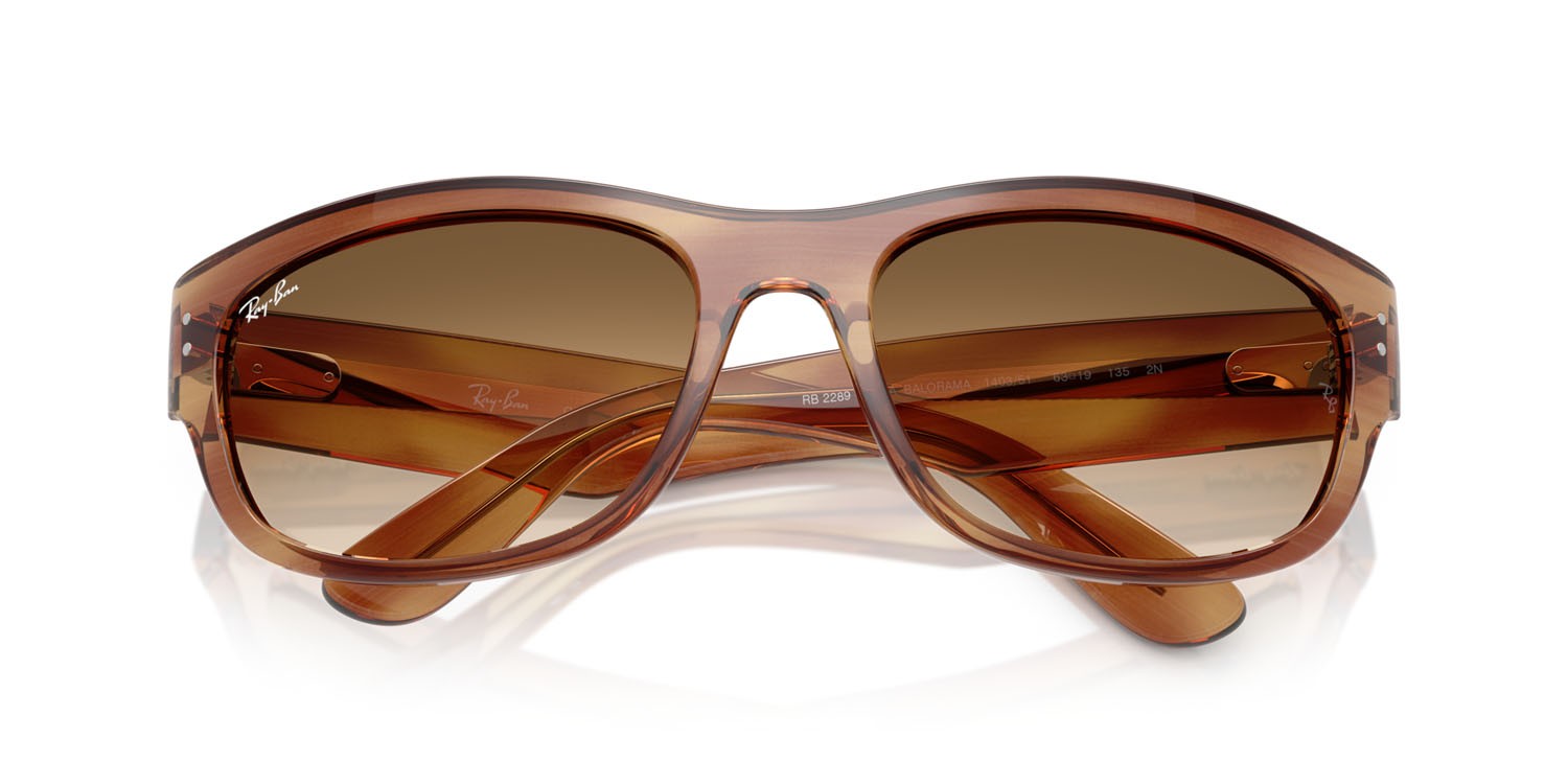 Sonnenbrillen Ray-Ban Mega Balorama RB 2289 (140351) farbe striato marrone form quadratisch gläser trasparente sfumato marrone