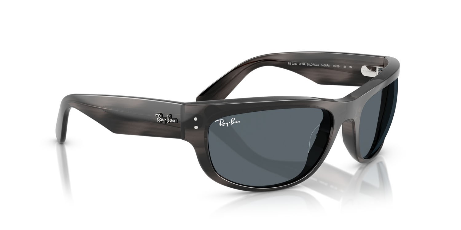 Sunglasses Ray-Ban Mega Balorama RB 2289 (1404R5) color striato grigio shape square lenses blu