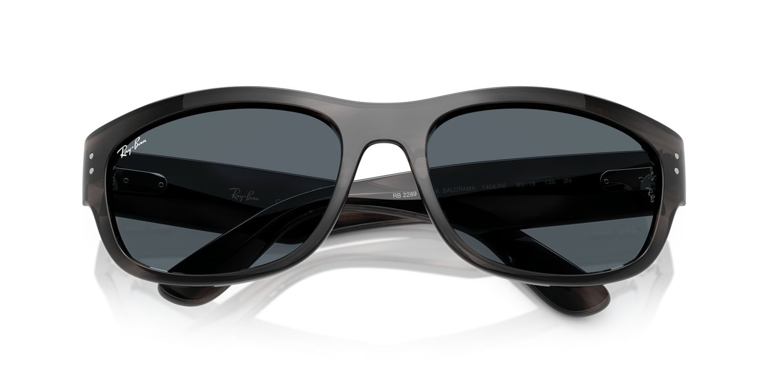 Sunglasses Ray-Ban Mega Balorama RB 2289 (1404R5) color striato grigio shape square lenses blu