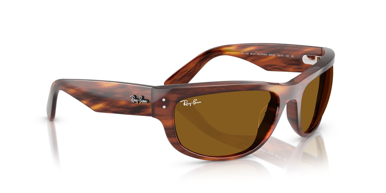 Occhiali da sole Ray-Ban Mega Balorama RB 2289 (954/33) colore striato havana forma quadrato lenti b-15 marrone