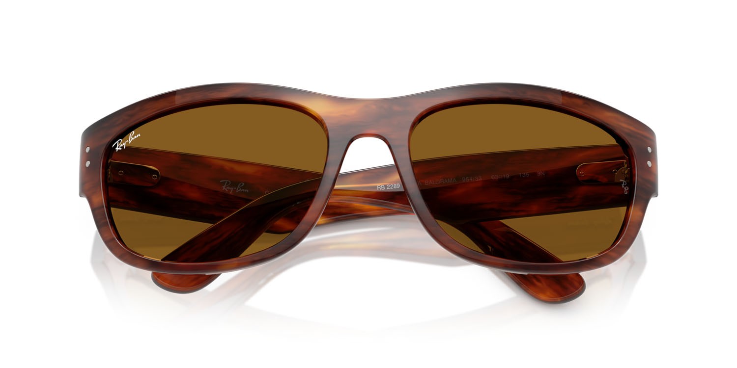 Occhiali da sole Ray-Ban Mega Balorama RB 2289 (954/33) colore striato havana forma quadrato lenti b-15 marrone