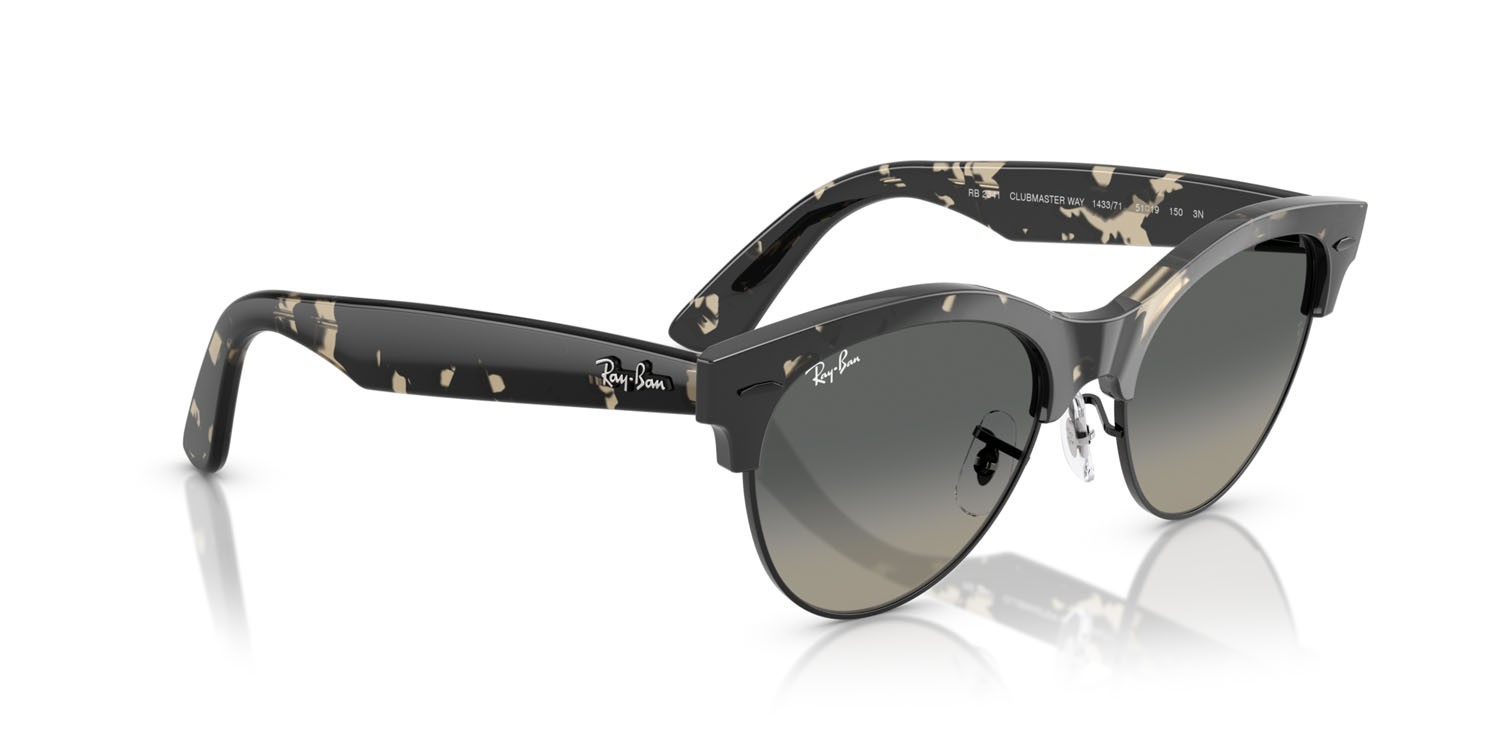 Sonnenbrillen Ray-Ban Clubmaster Way RB 2341 (143371) farbe grigio havana su nero form quadratisch gläser sfumato grigio